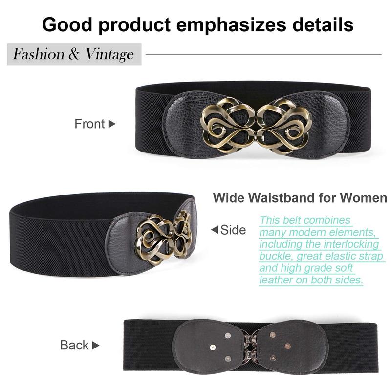 JASGOOD Women Stretchy Belts for Dresses Vintage Elastic Wide Waist Belts