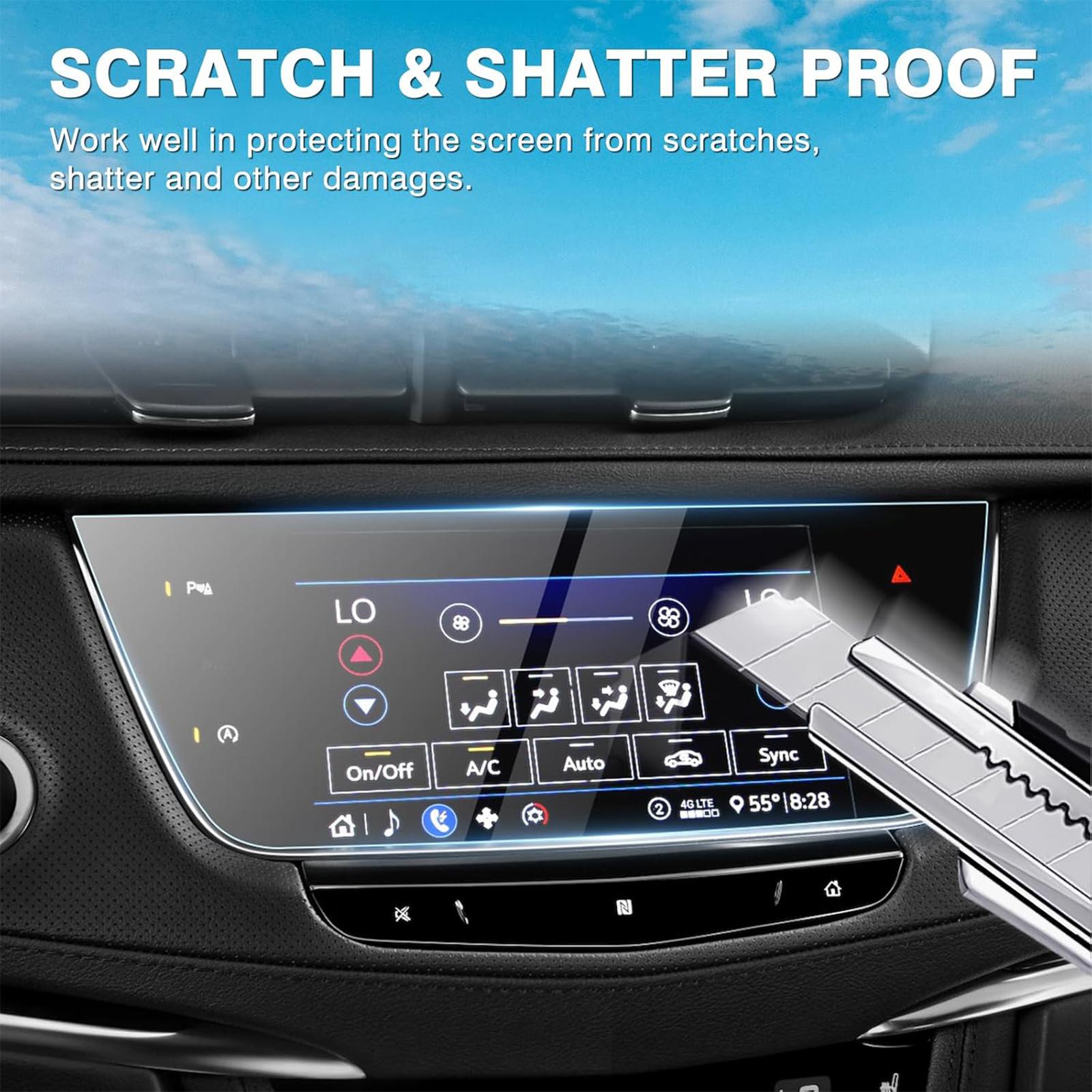 Canvcle 2 Pack Screen Protector for 2017-2024 2025 Cadillac XT5 and 2020-2025 XT6 8-Inch Touchscreen, 2025 Cadillac XT5 Accessories Navigation Protective Cover Tempered Glass Anti Glare Durable Smooth Protection