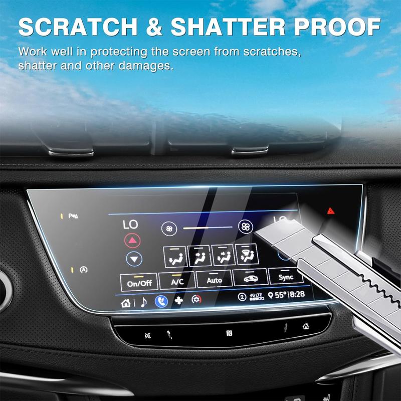 Canvcle 2 Pack Screen Protector for 2017-2024 2025 Cadillac XT5 and 2020-2025 XT6 8-Inch Touchscreen, 2025 Cadillac XT5 Accessories Navigation Protective Cover Tempered Glass Anti Glare Durable Smooth Protection