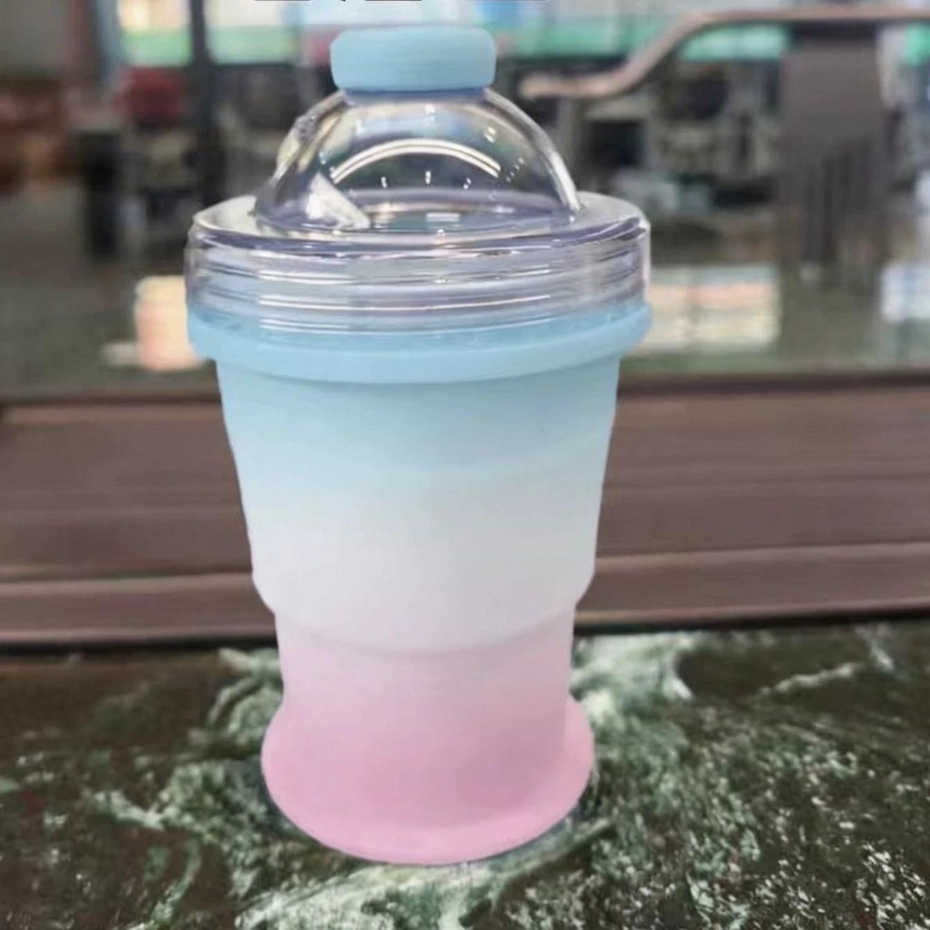 1pc Creative Transparent Silicone Ice Ball Cup - Food Grade Ice Maker, Ice Cube Mold - Summer Portable Foldable Tumbler - Portable Collapsible Water ottle, 2-in-1 Design Ice Mold Cup with Straw