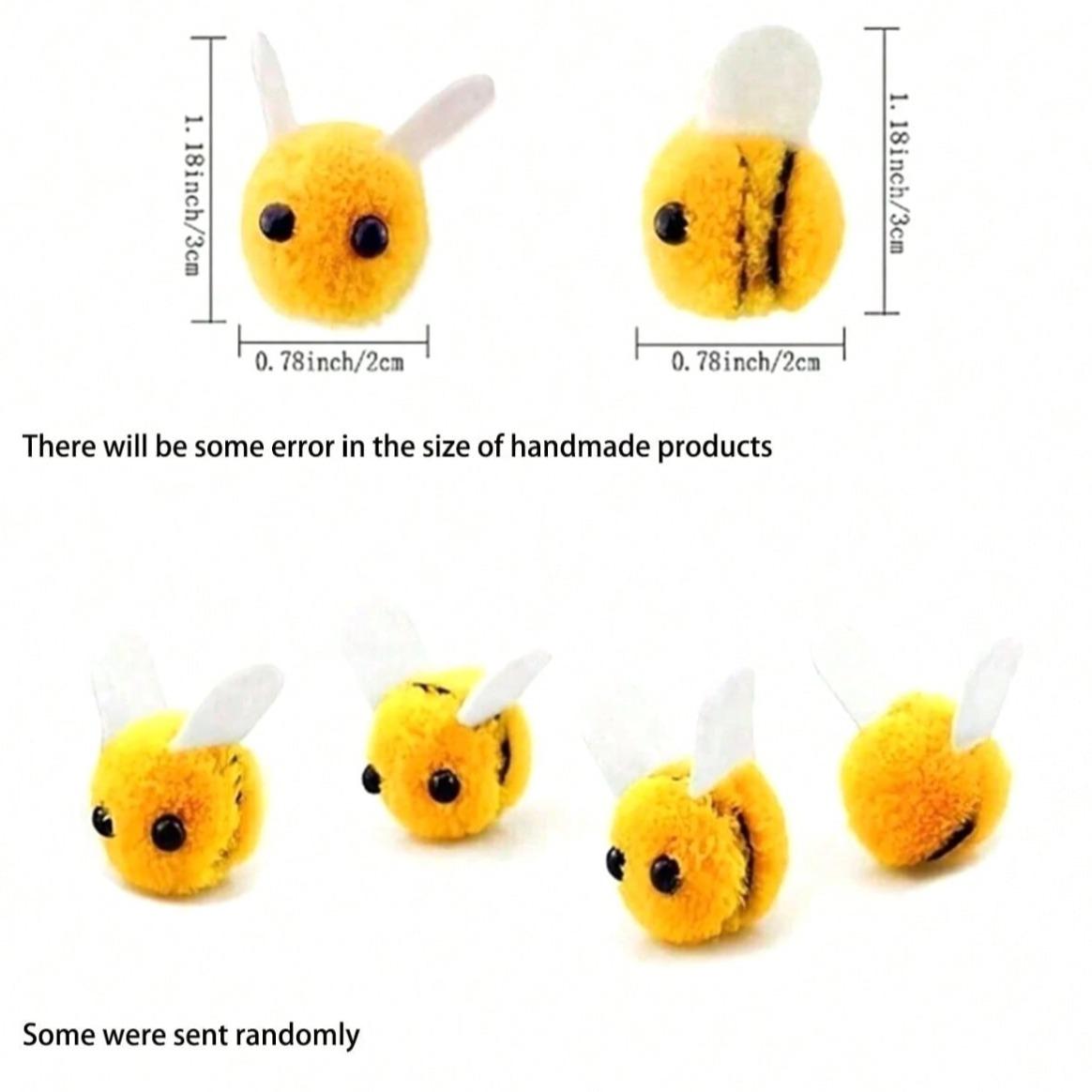 Handmade DIY Crafts Bee Ball Toys Set, Party Room Decorative Fabric Planters, Fun Insect Design, Choose Quantity (5/10/15)
