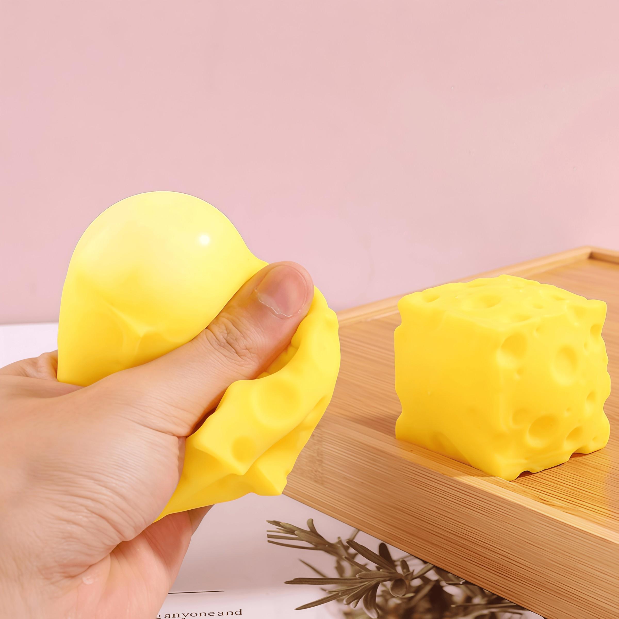 Cheese Squeeze Toy, Soft Novelty Toy, Bounce Sensory Toy, Helps Relax & Focus, Adult Sensory Cheese Toy, Food Theme Cheese Blocks, Squishies, Stress Relief Fidget