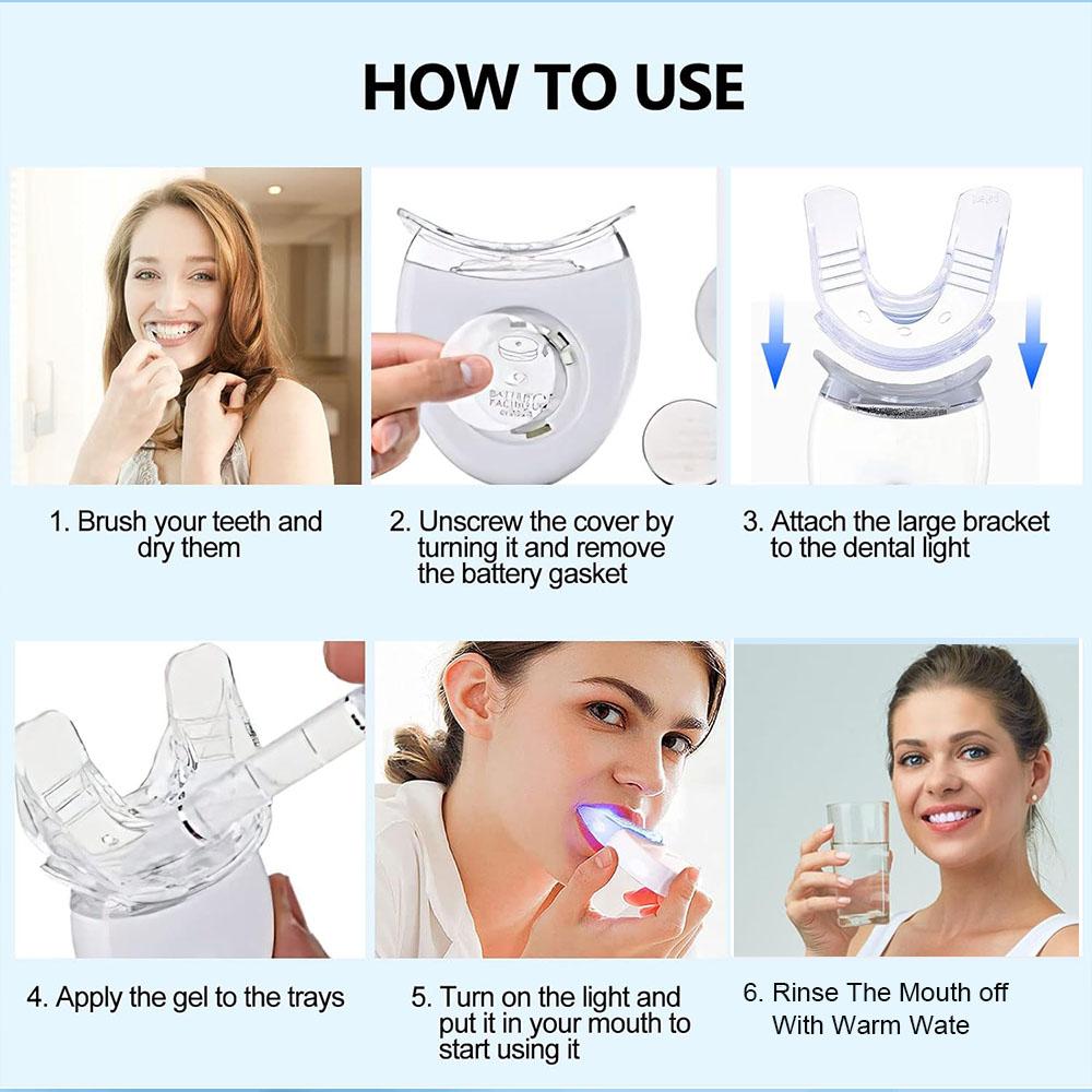 Led Teeth Brightening Kit, Teeth Brightener, 1 Set Led Teeth Brightening Device Kit Including 5 X 3ml Carbamide Peroxide Teeth Gel, Easy To Use, Perfect for Parents, Girlfriend/boyfriend