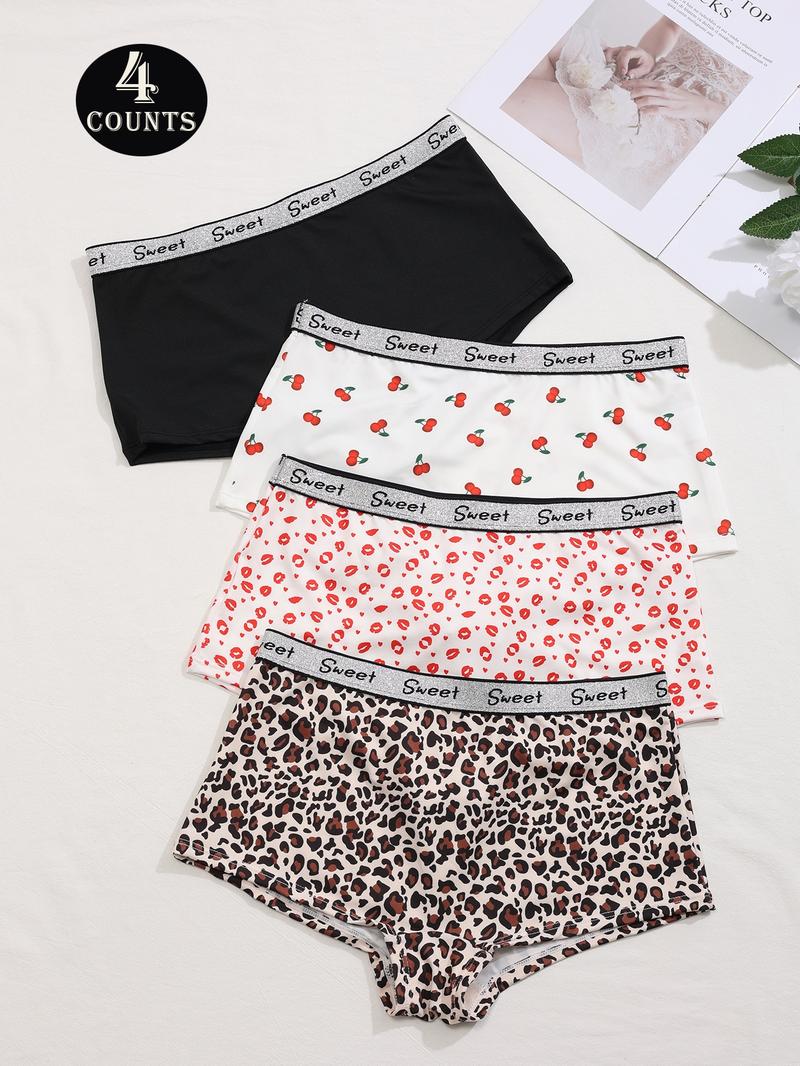 Women's Letter Tape Boxer Brief, Soft Comfy Breathable Panty for Daily Wear, Underwear for All Seasons