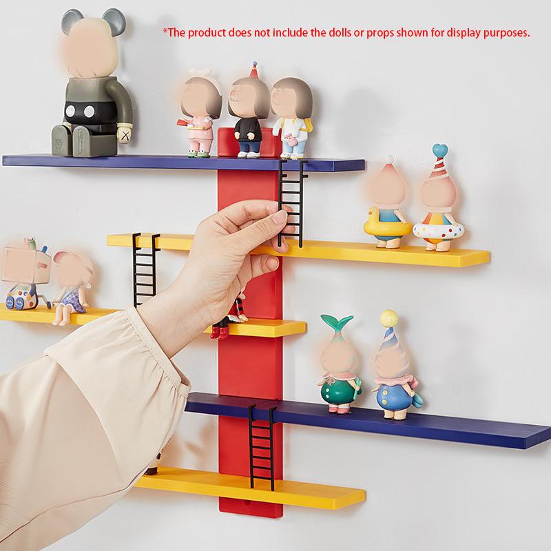 DIY Wall-Mounted Display Shelf, No-Drill Layer Storage Rack, Labubu Figure Organizer, Wall Mount Design, Perfect Gift for Christmas