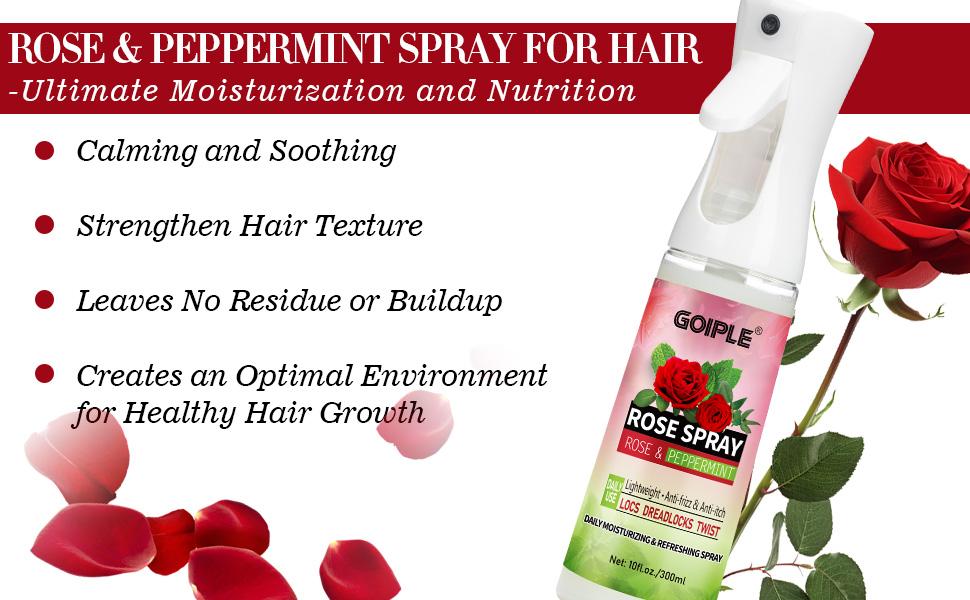 Hydrating Rose Water Loc Spray for Dreadlocks Moisturizing Scalp Spray Soothes Refreshes Refreshing Castor Oil Cleansing Peppermint