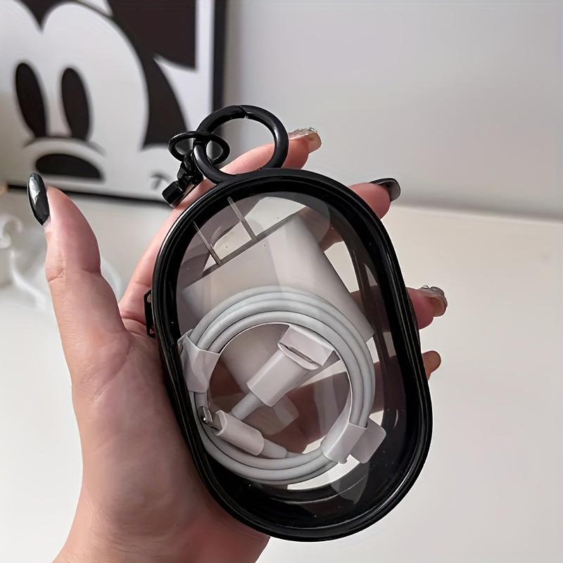 Keychain data cable sorting box-transparent portable storage box is suitable for small items of earphone data cable-daily use in travel.
