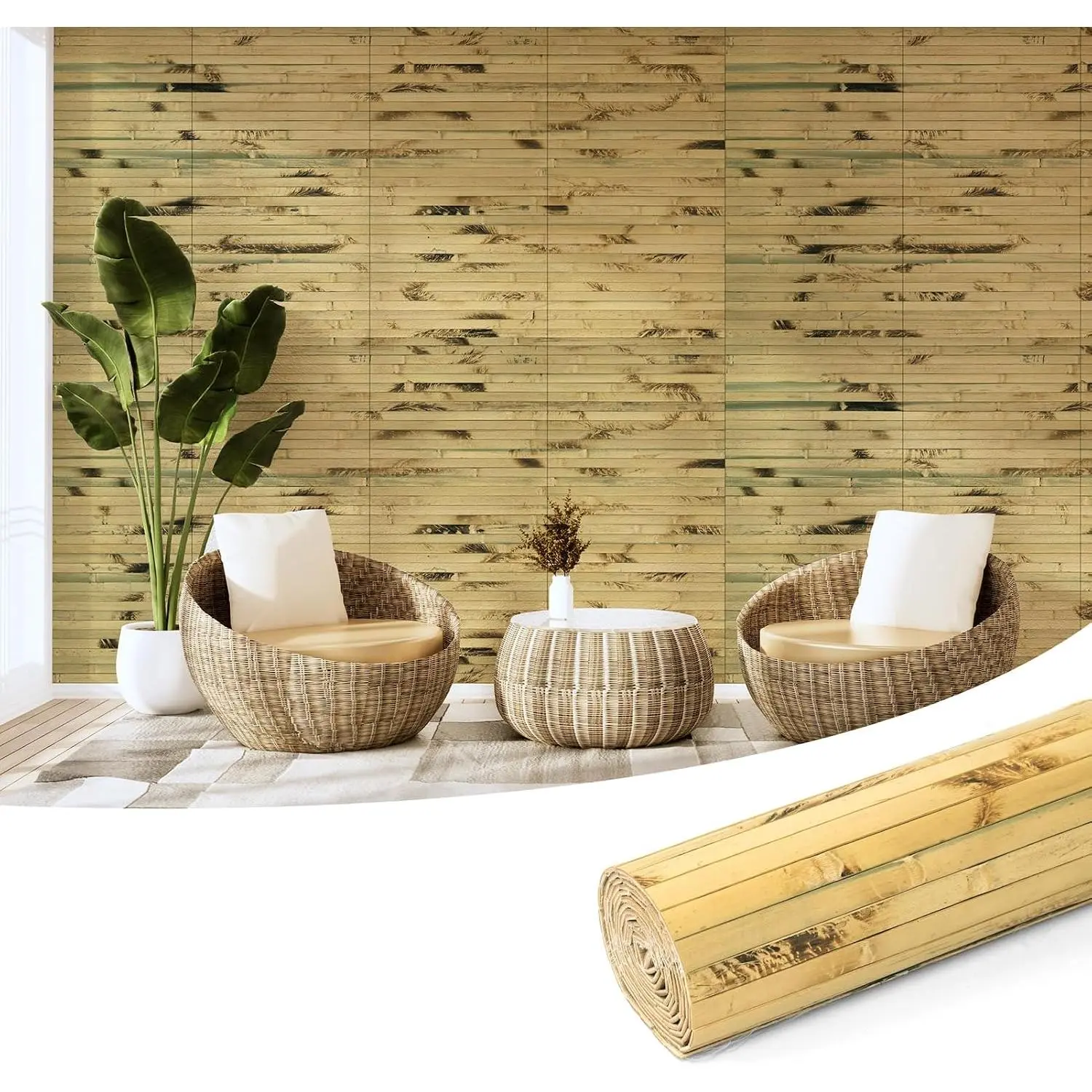 12 x 96 in Pole Wrap   Wall Panel, 1-Pack, Light Burned | Renewable  Board, , No Emission, Wear-Resistant, Freely Cuttable, Stylish Wall Decor for Bedroom and Office