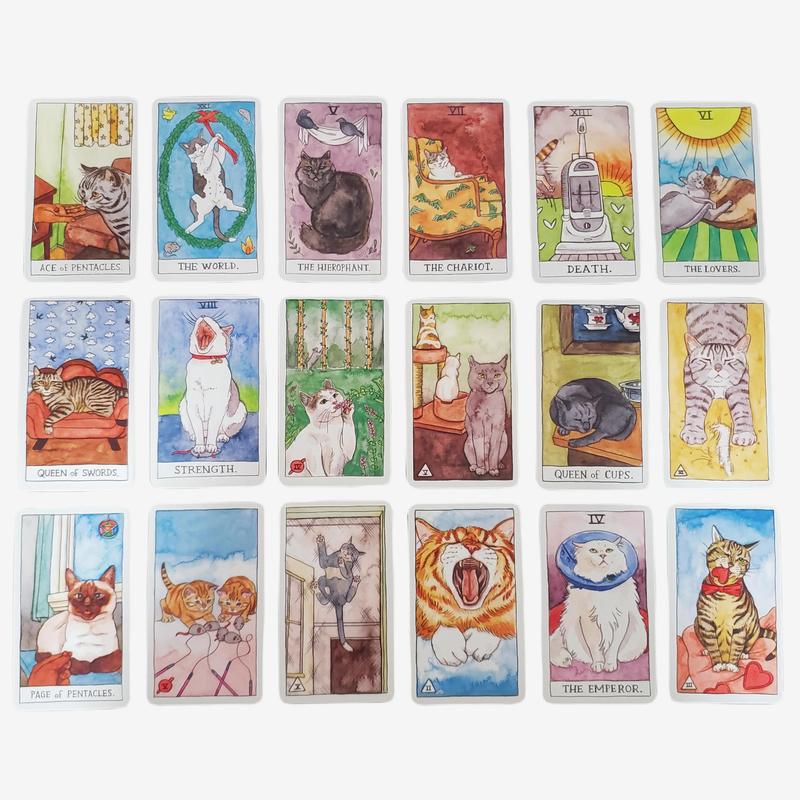 Cat Tarot 10.3x6cm Cute Cat Design English Cards A 78 Deck Visions Divination Edition Borad Games Holiday Party Playing Card