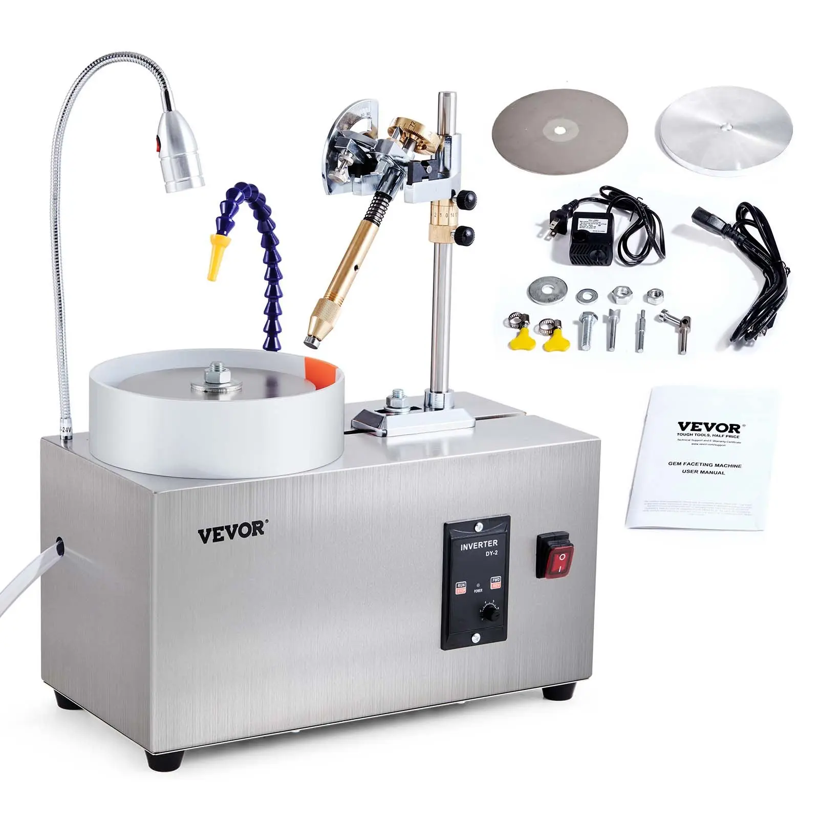 VEVOR Gem Faceting Machine, 180W Jade Grinding Polishing Machine 0-2980RPM Adjustable Rotating Speed, Rock Jewel Angle Polisher with Precise Mechanical Manipulator Scale Gem Jade Stone Crystal