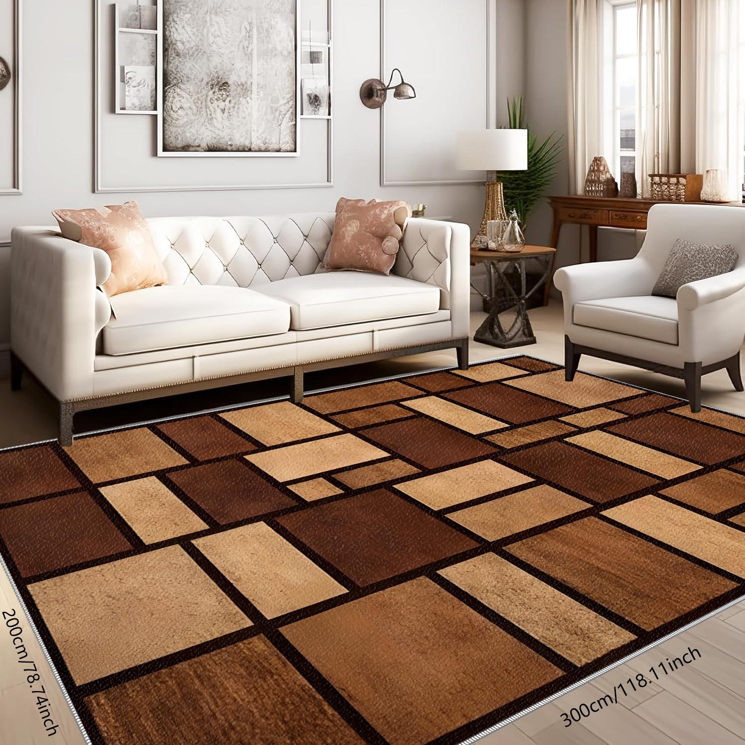 1PC Rectangular Tiled Area Rug, Easy to maintain, easy to clean, machine washable carpet floor mat, Suitable for all seasons, Home decoration, suitable for living room, bedroom, dining room, hallway, balcony, Room Decor