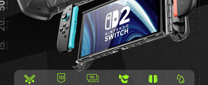 Mumba Blade Series for Nintendo Switch 2 (2025) – Dockable TPU grip case with enhanced protection. Features quick-release Joy-Con design, optimized for 7.9" screen. Ergonomic & lightweight. Black Controller Cover Gaming Items