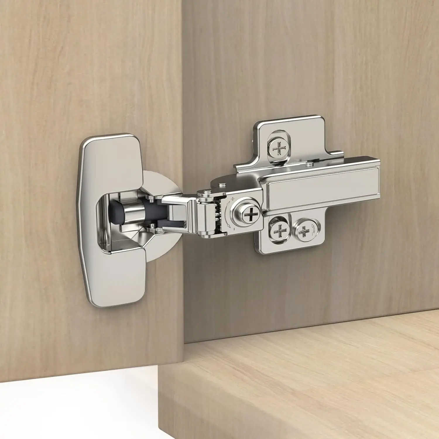 10 Pack Frameless Inset Soft Close Concealed European Hinges, Self Closing Satin Nickel, 105 ° Open Angle 4D Adjustment, Speed Control, Clip On, Stainless Steel for Cabinet Door