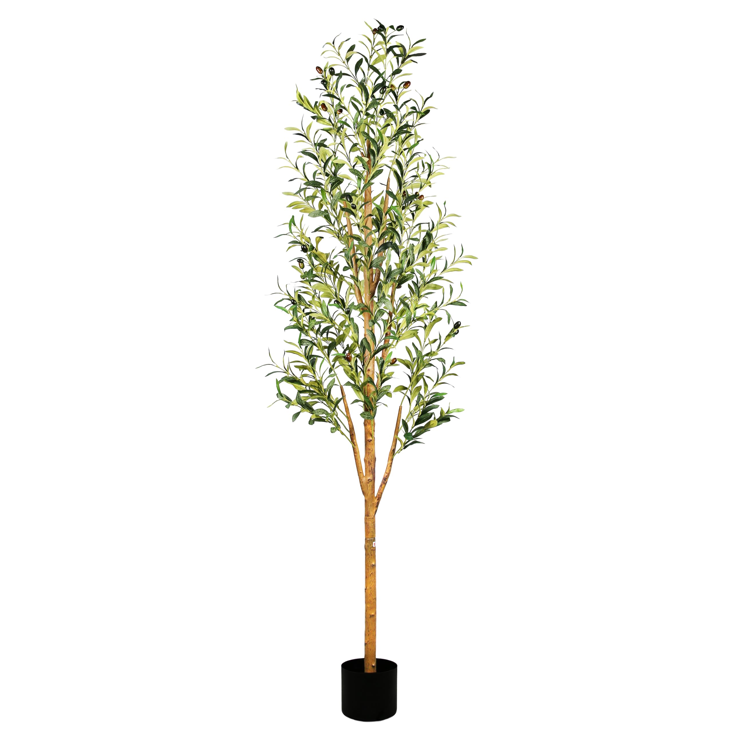 6FT Artificial Olive Tree, Faux Silk Potted Indoor Plant with Natural Wood Trunk, Realistic Branches and Fruits, for Living Room Decor, Interior Decor, Fake Plant Decoration