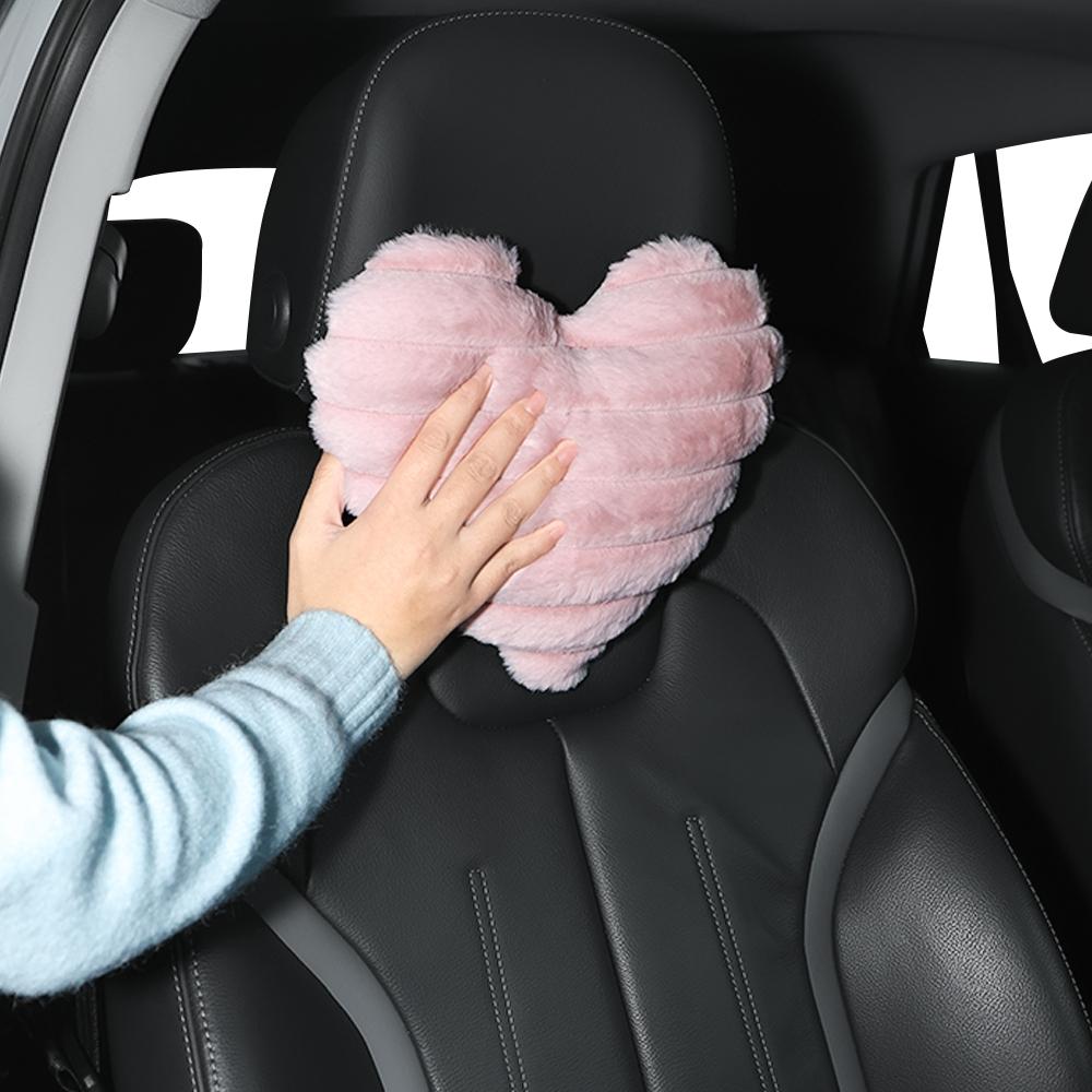Heart Shaped Headrest Pillow, 1 Count Soft & Comfortable Car Neck Pillow, Plush Neck Pillow, Car Interior Accessories for Women & Girls, Car Accessory