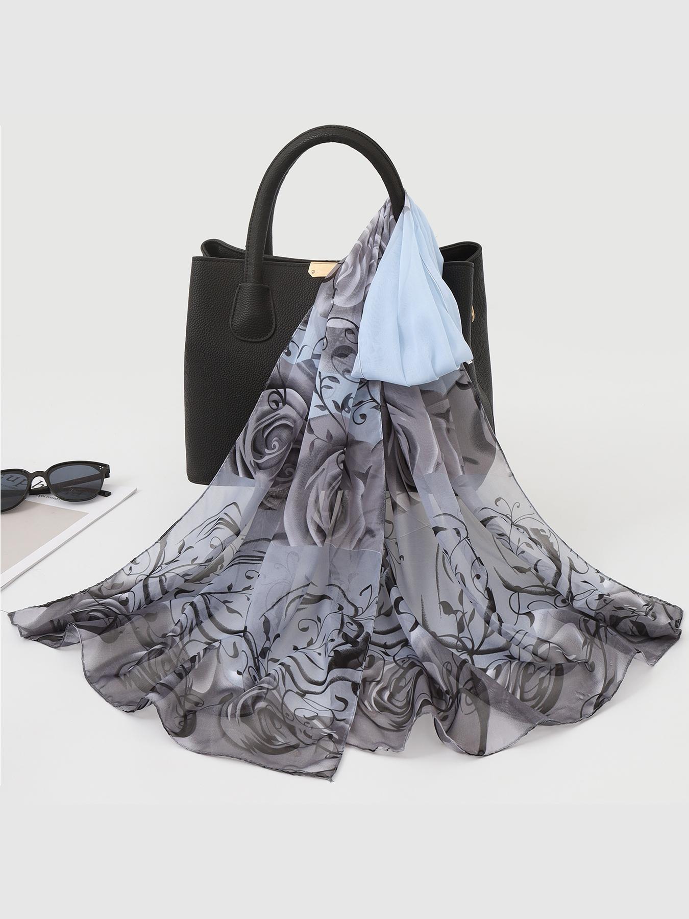 Women's Chiffon Scarf, New Floral Pattern, Korean Style, Loose-Fit, Casual, Long Summer Scarf, Elegant Travel Accessory