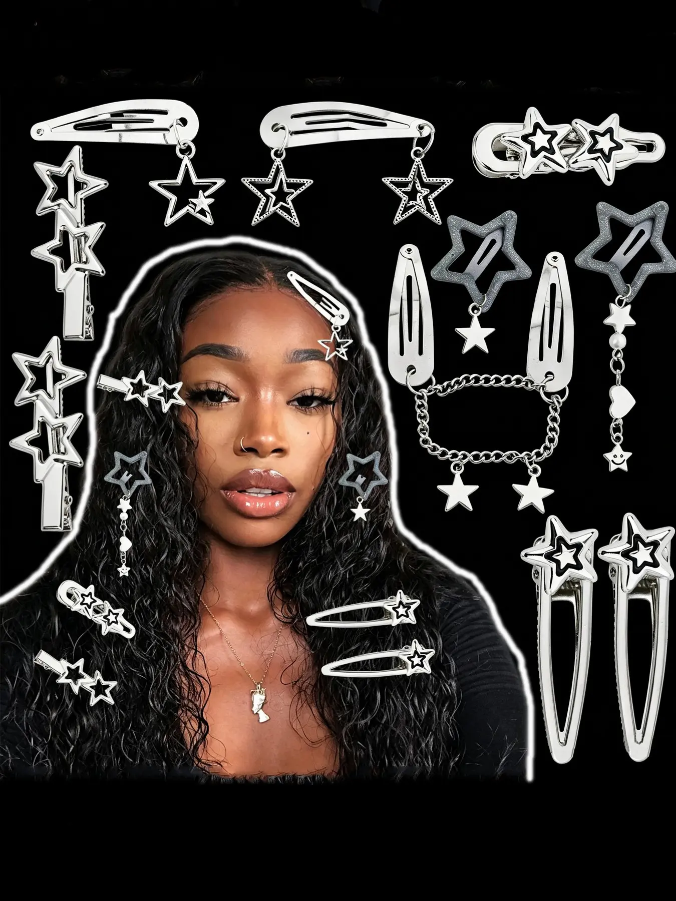 Cute Star Design Decorative Hair Clips, Super Cute Clips, Fun Hair Clips, Fashionable Hair Accessories for Women, Y2K Style Hair Clips for Party & Daily Use, Hair Clip In, Birthday Gift