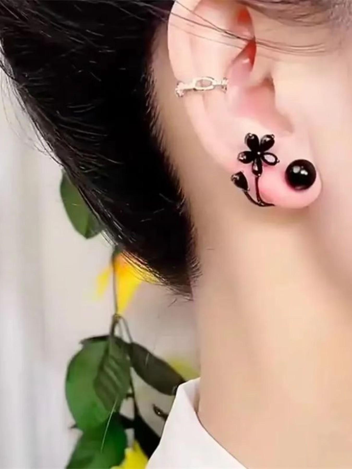 Elegant Tulip U-Shaped Earrings, Sparkling Cubic Zirconia Accents, Hypoallergenic Design for Daily and Special Occasions