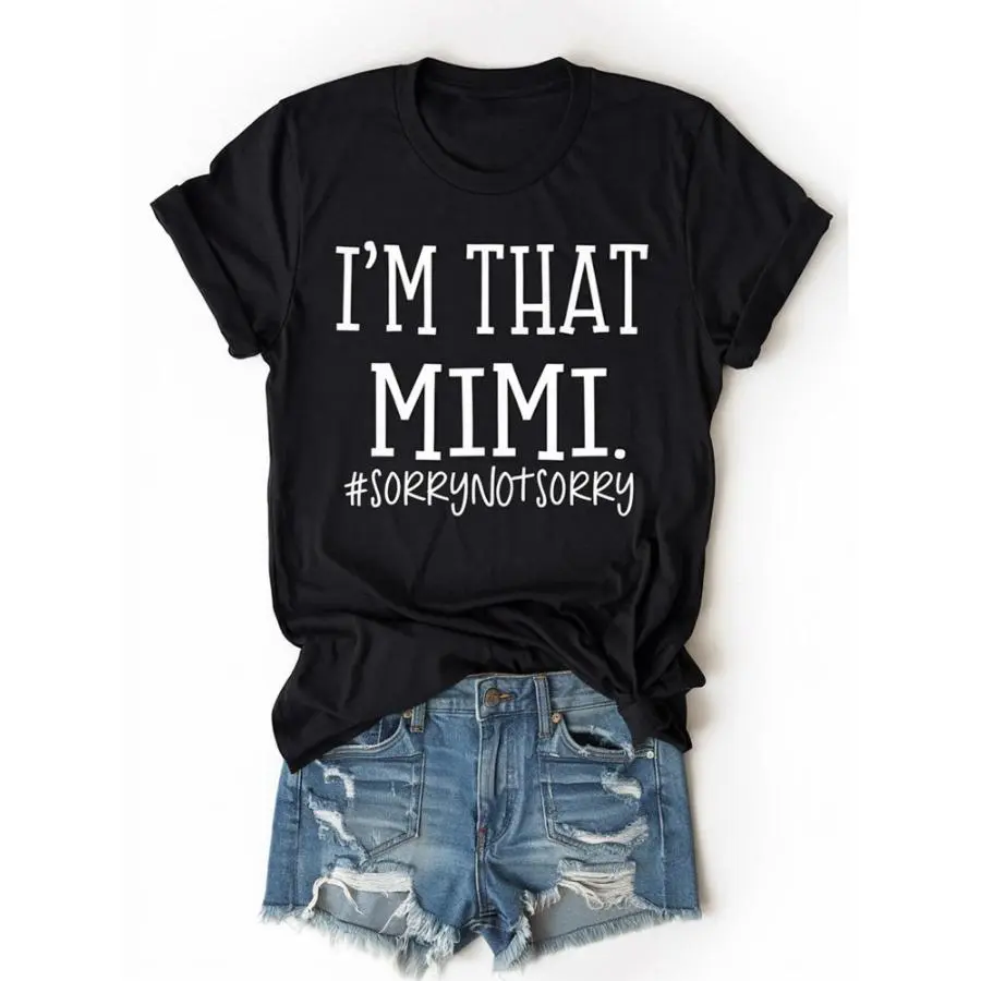 Mimi Claus Tee – Bold “I’m That Mimi” Design, Playful Black Crew Neck Shirt for Women