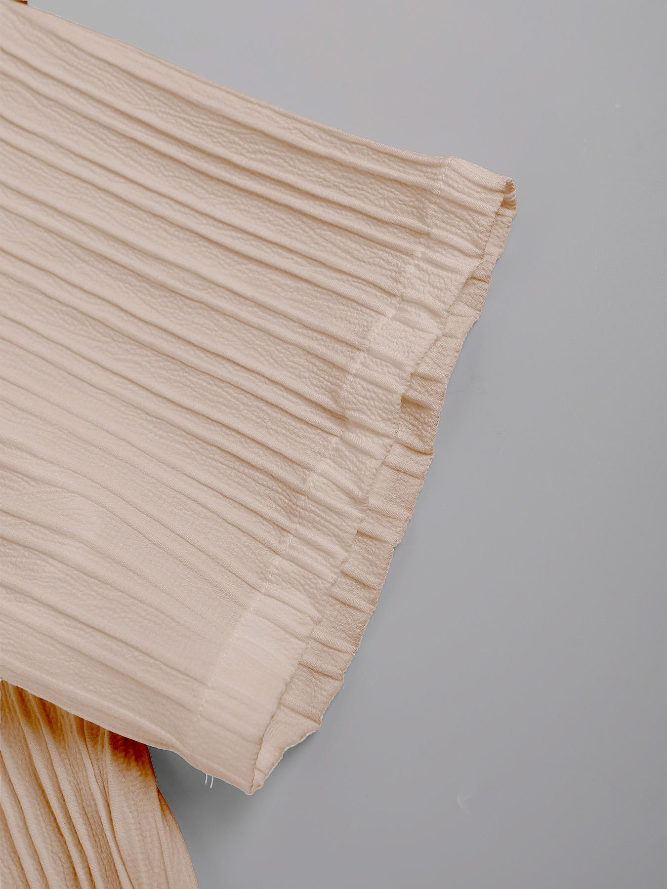 Men's Beige Textured 2Piece Casual Set, Loungewear - Short-Sleeve V-Neck Cardigan (with Vertical Pleats & Button Closure) + Matching Drawstring Pants (Coordinating Pleated Fabric), Oversized Fit, Ideal for Summer Daily Casual, Café Lounging & Weekend Out