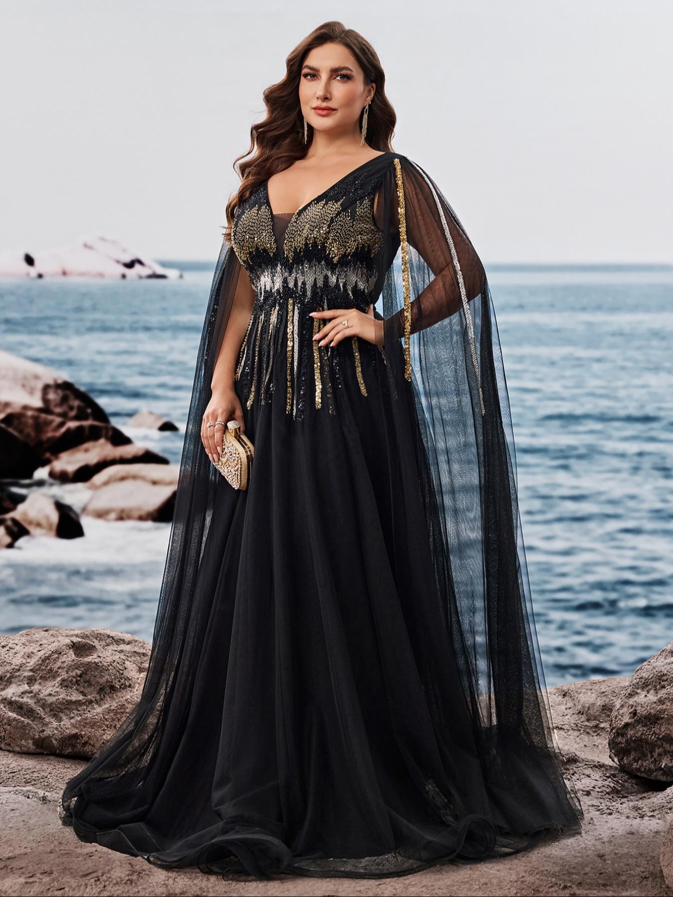 open lace back dress Chic A-line V neck Embroidery Long Prom Dress Beautiful Boho Formal Go   SELINADRESS
