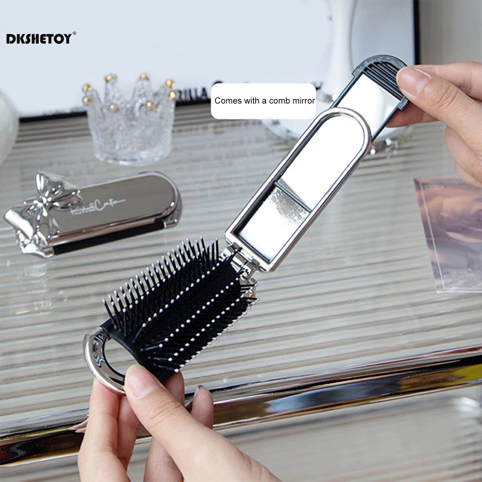 Folding Mini Hair Combs with Mirror For Travel hair styling tools Cartoon Hairbrush Head Massage Anti-Static Brushes mirrors