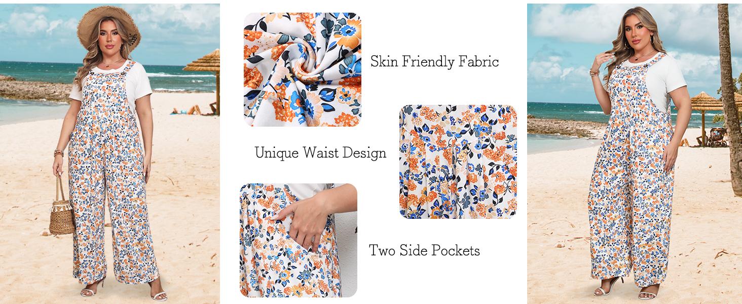 Chulianyouhuo 2026 Women's Plus Size Jumpsuit Overalls Wide Leg Casual Rompers Adjustable Loose Fit Jumpsuits With Pockets 2026 TikTokShopHolidayHaul  Breathable Lightweight