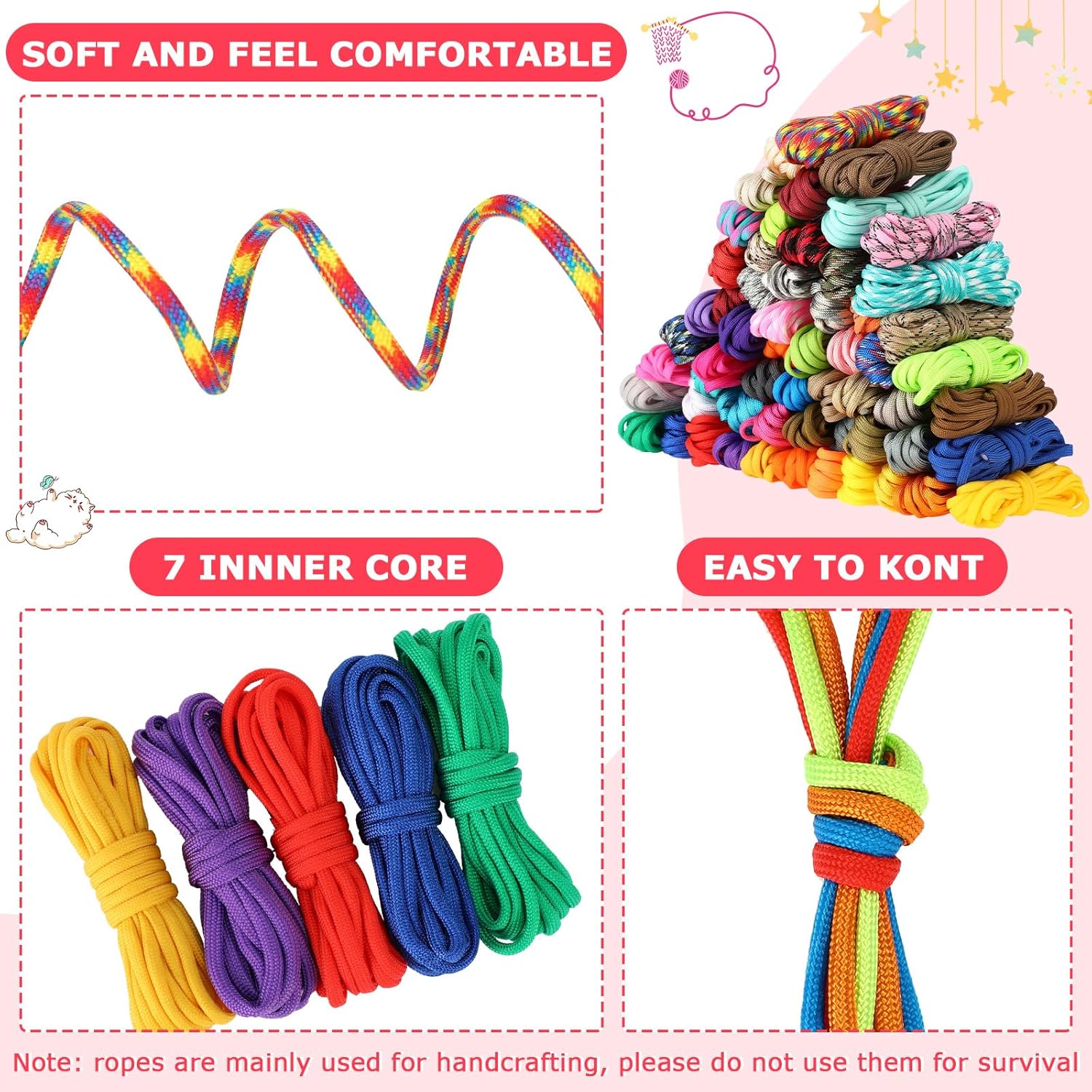 120 count Paracord 550 10 Multifunction Paracord Rope Parachute Cord with Drawstring Bag for Making Craft Lanyard Bracelets Outdoor Camping 120 count Paracord 550 10 Multifunction Paracord Rope Parachute Cord with Drawstring Bag for Making Craft Lanyard Bracelets Outdoor Camping