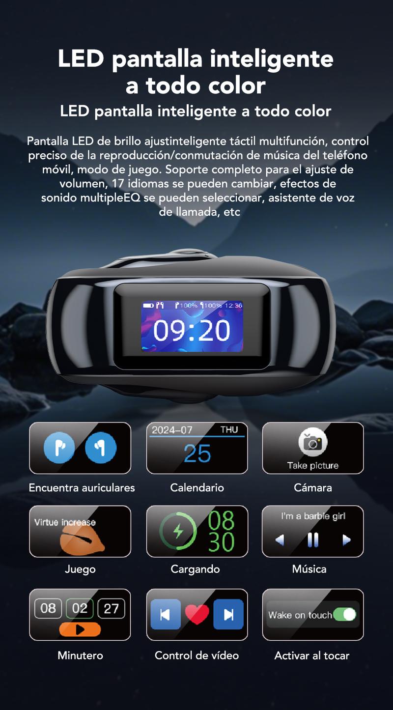 MINISO MS193 AI Headphones OWS Wireless Bluetooth 6.0 Earphones,134 Languages Translation,LCD Display Screen Charging Case,ENC Earbuds Smart Headsets   Chargeable Audio Black