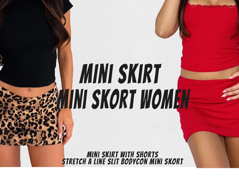 Danysu Mini Skirts For Women Sexy Skirt With Shorts Underneath Slit Summer Sports Vacation Going Out Outfits Stretch Skort