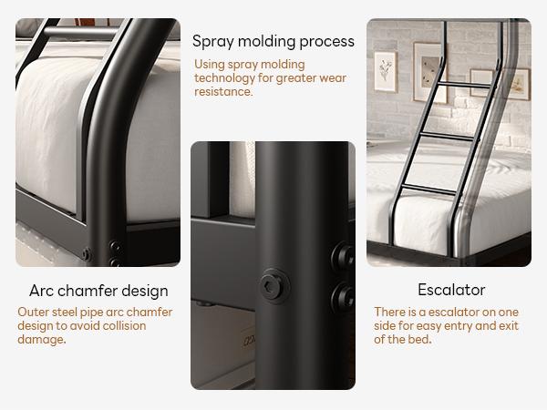 Heavy Duty Twin-Over-Full Bunk Bed • Enhanced Guardrail • Easy Assembly • Space-Saving Metal Frame • Black flash sale