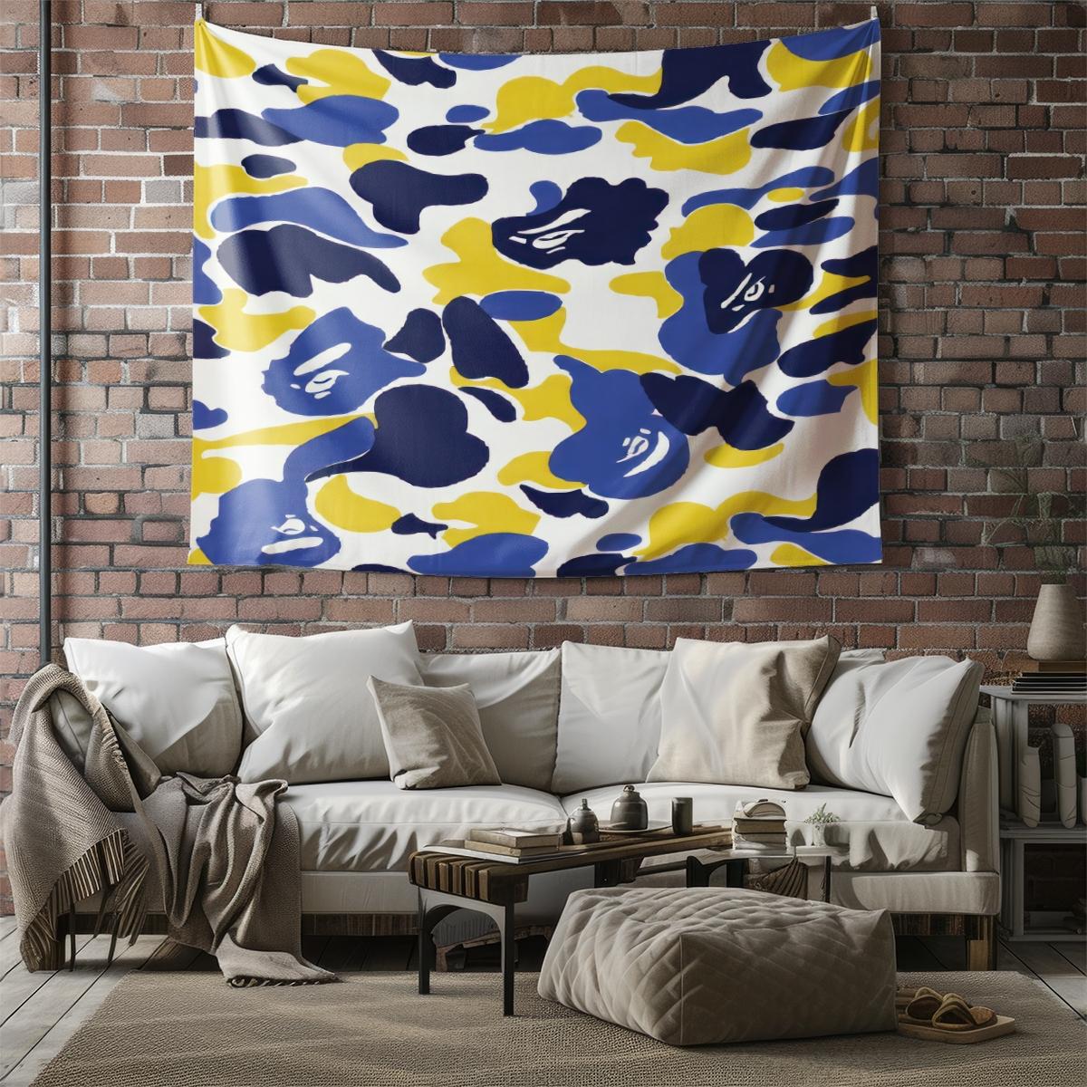 Camouflage Print Tapestry, Gray/Blue Yellow/Black White Camo Styles, Soft Lightweight Durable Wall Hanging Decor for Bedroom Living Room, Suitable for All People, Ideal Gift Choice