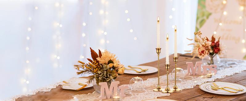 Candlestick Holders Set of 6 Vintage Modern Brass Gold Candlestick Holders for Table Mantel, Home Decor Gift, Modern Home Goods Bedroom Ornaments