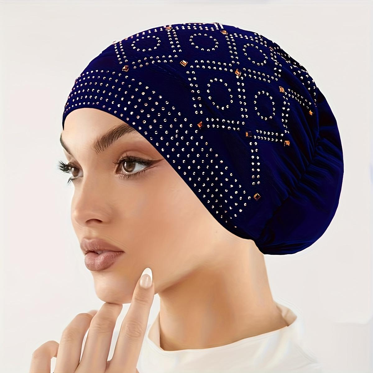 Women's Fashionable Encrusted Headscarf Hat, Retro Style Chemo Cap, Comfortable & Stylish Hair Accessory for Women