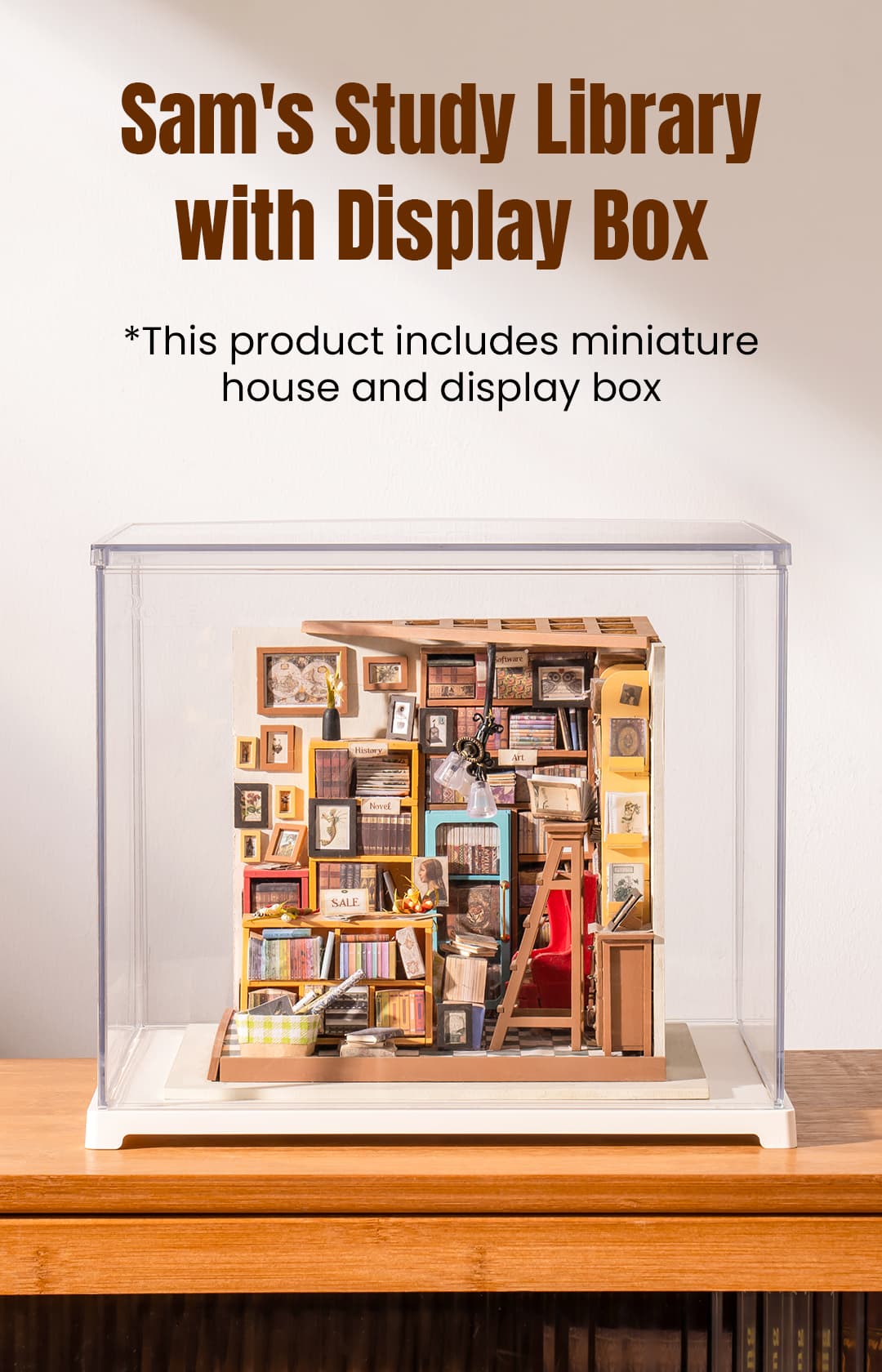 Rolife DIY Miniature House Kit Sam's Study, Tiny House Kit for Adults to Build, Mini House Making Kit with Furnitures, Gifts for Family and Friends (Sam's Bookstore)