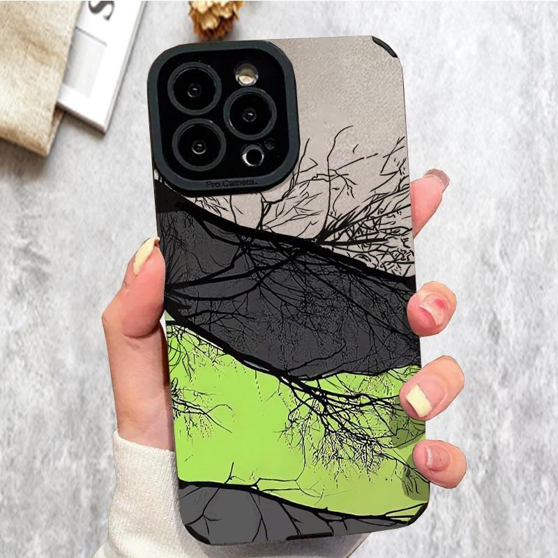 Phone Case with Artistic Branch&Rock Design, Multiple Colors/Specs Available, Shock - Proof Protective Cover for Phones, Ideal for Daily Use&Outdoor Scenes, Stylish Aesthetic Boost