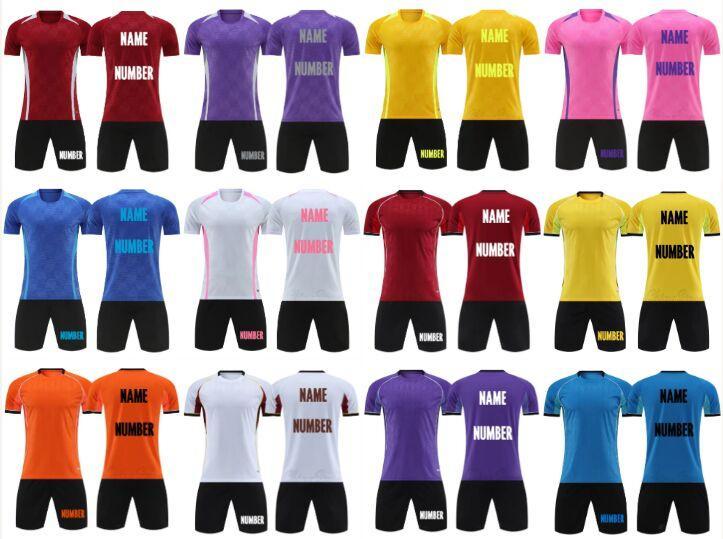 Wholesale Player-Version Men's Short Sleeve Soccer Jersey Set - Customizable Logo, Purple/Blue/Pink, Shirt+Shorts, Multi-Size (2XS/2XL/3XL/4XL), 175-180cm Height, Team Play Uniforms