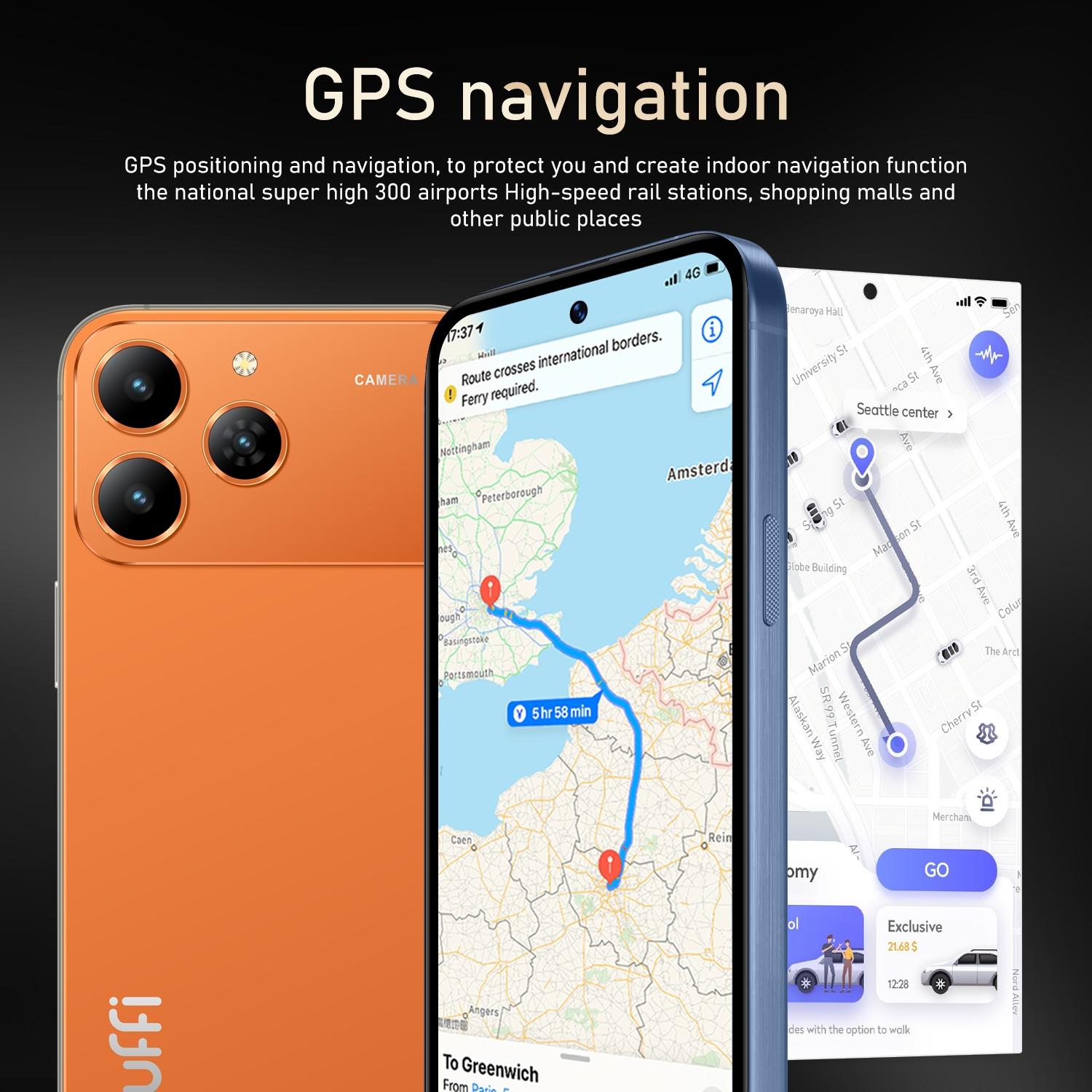 FUFFi-M17 Pro Fashion Smartphone, 6.61-Inch Large Screen, 4G Network, 5MP + 16MP High-Definition Camera, Quad Core Android 10.0, 3GB RAM+64GB ROM, 3500mAh Battery, Dual SIM Dual Standby, Cellphone with Metal Frame