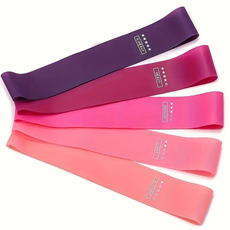 5-Piece Color Resistance Band Set - Portable Elastic Fitness Bands for Yoga, Pilates, Gym and Weight Training - Durable Tpe Material, Perfect for Stretching and Strength Training, Pilates Equipment | Multifunctional Fitness Belt | Durable Tpe Band