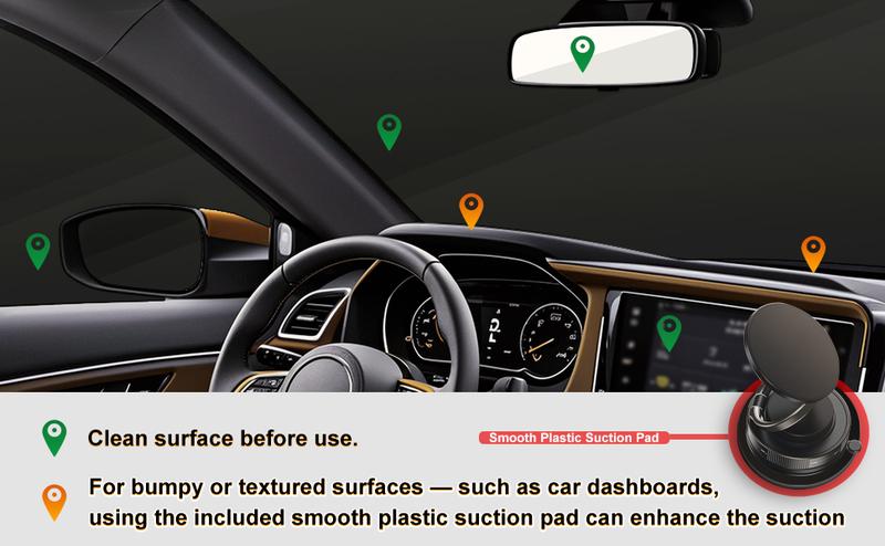 Magnetic Car Phone Holder Compatible with Magsafe, 360 Rotatable Vacuum Suction Cup Car Mount Dashboard, Magnet Cell Phone Holders for Your Car Fit for iPhone 16 Pro Max 16 Pro 16 15 14 13 12 | Any Smarphones