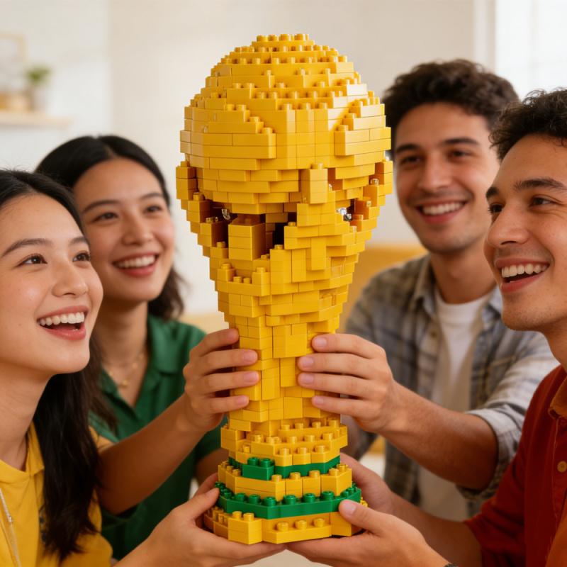 Football Sports Hercules Cup Building Blocks Sports Trophy Football Match Trophy Surrounding Ornaments Toys Home Decoration Small Gifts