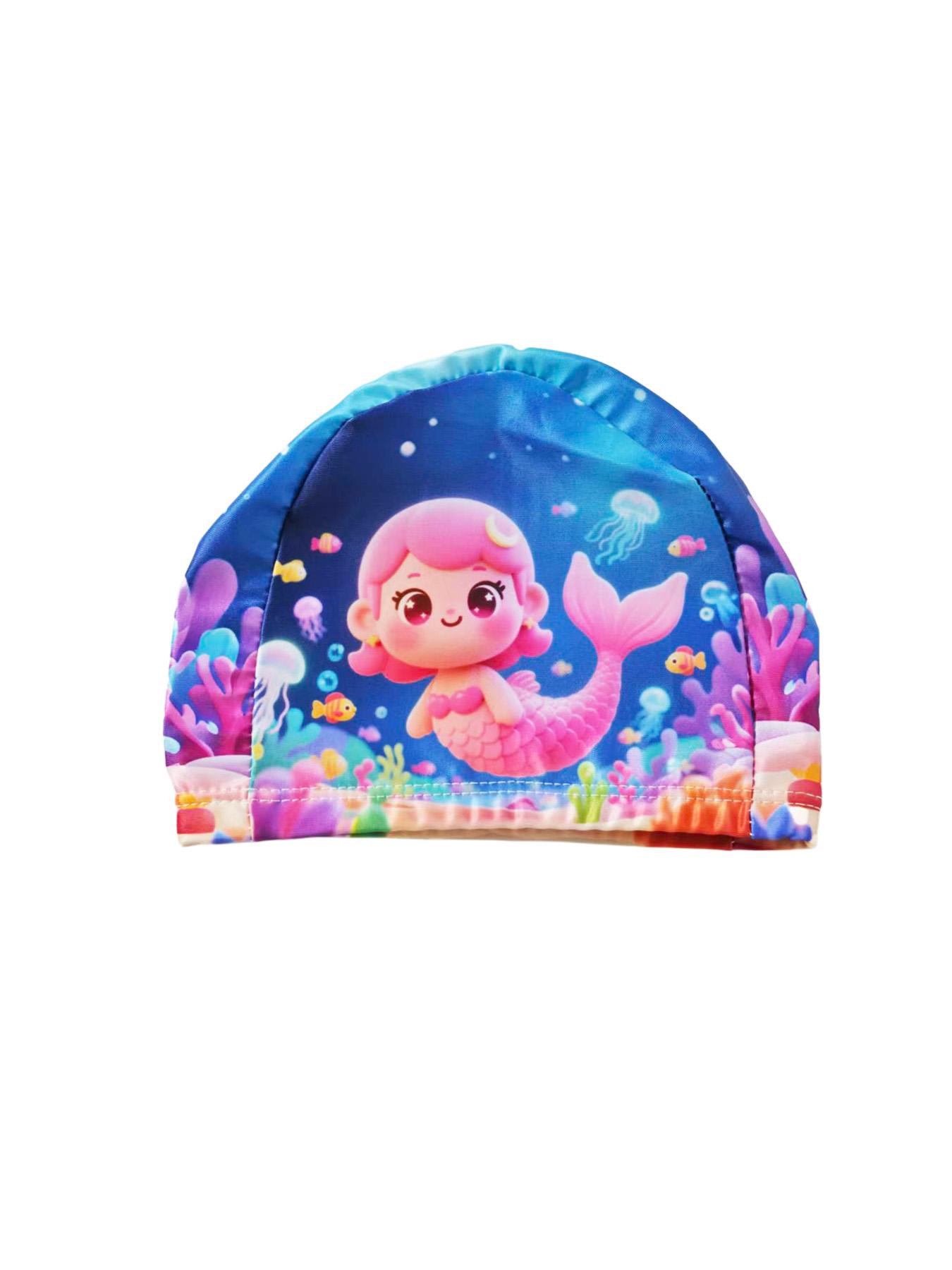 Ocean shaped children's swimming cap with cute animal patterns, suitable for swimming and beach play, comfortable and durable design, children's swimsuit accessories, suitable for swimming and beach play, suitable for infants and toddlers, 1 piece