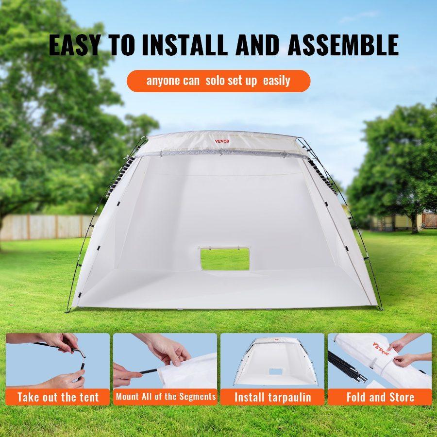 VEVOR Portable Paint Booth, Larger Spray Paint Tent with Built-in Floor Mesh Screen, Painting Tent Station for Furniture DIY Hobby Tool, 10x7x6ft Spray Paint Shelter