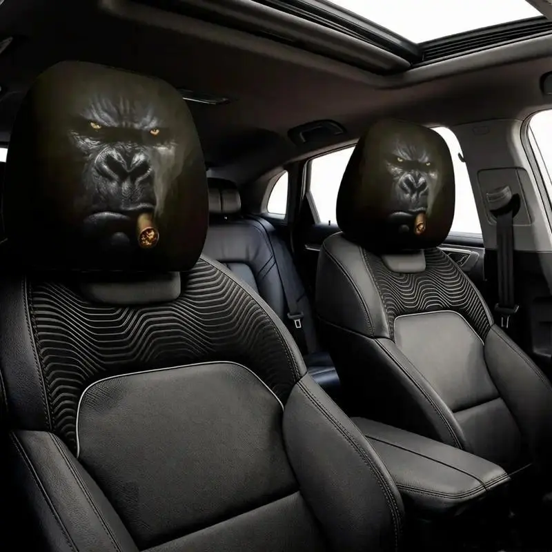 4PCS Car Seat Headrest Covers, Universal Elastic Headrest Pillow Protectors, Soft Wear-Resistant Easy-Clean Fabric, Car Interior Decor Accessories for Daily Driving, Road Trips & Travel