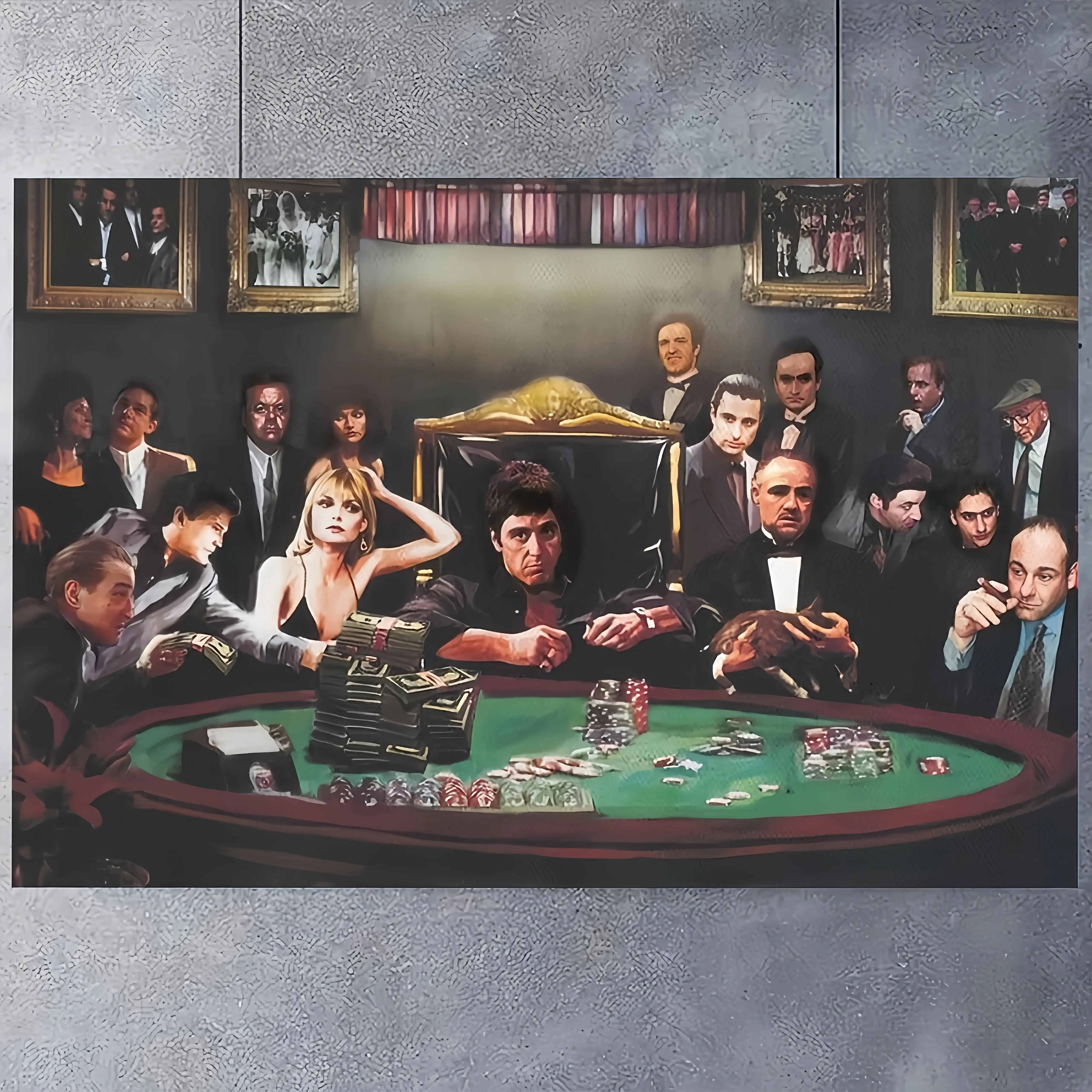 1pc Frameless Legendary Scarface & Godfather Canvas Wall Art - 12x18 Inch Durable Movie Poster Theme Decor for Living Room, Home Theater, for Man Cave, Game Room - Classic Film Enthusiasts, Room Decor Wall Art Painting Artistic