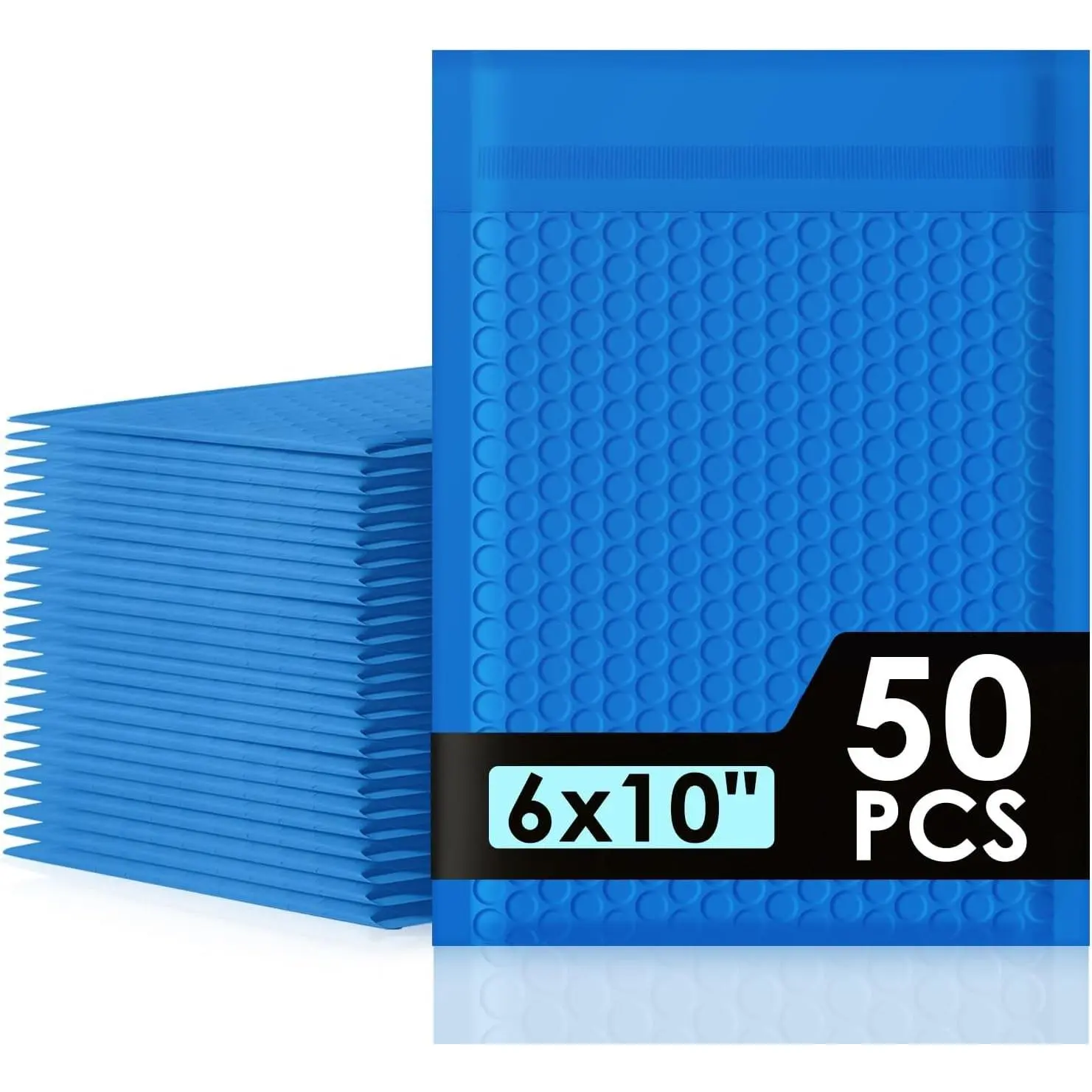 Bubble Mailers 6x10" 50 Pack Blue Padded Envelopes, Waterproof Self-Seal Opaque Padded Mailing Envelopes, Usable Size 6x9 Bubble Padded Mailer for Small Businesses #0