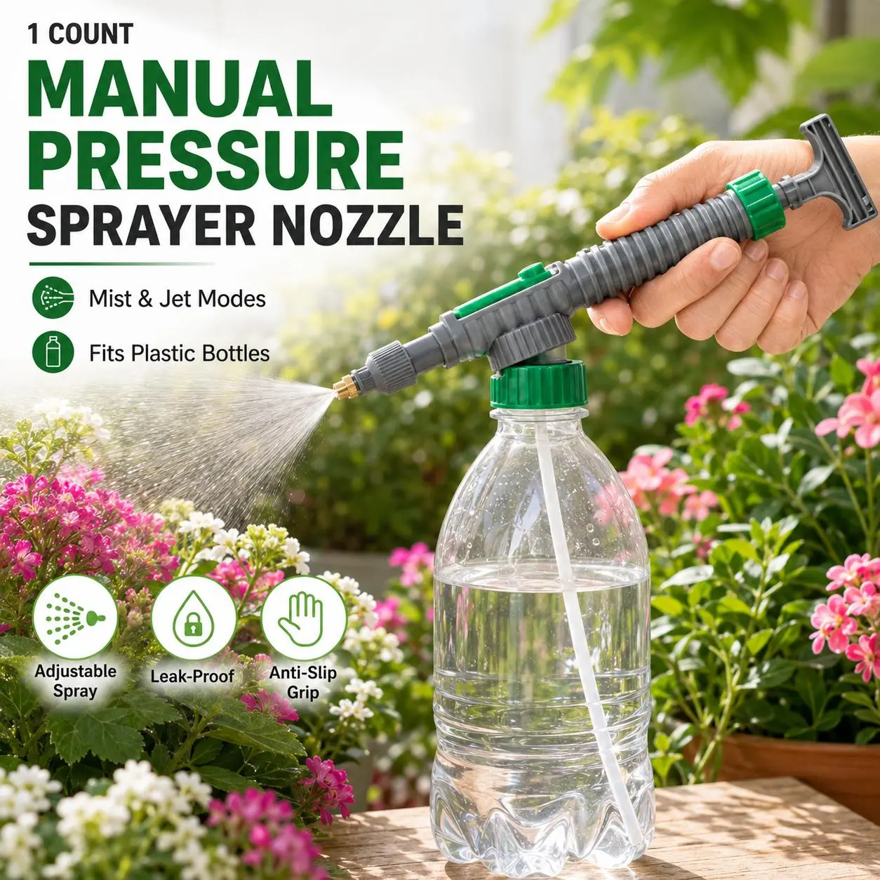 Outdoor Dual-Mode Spray Nozzle - Switch Between Fine Mist & Concentrated Jet Stream for Plant Watering & Targeted Washing, Dual Modes