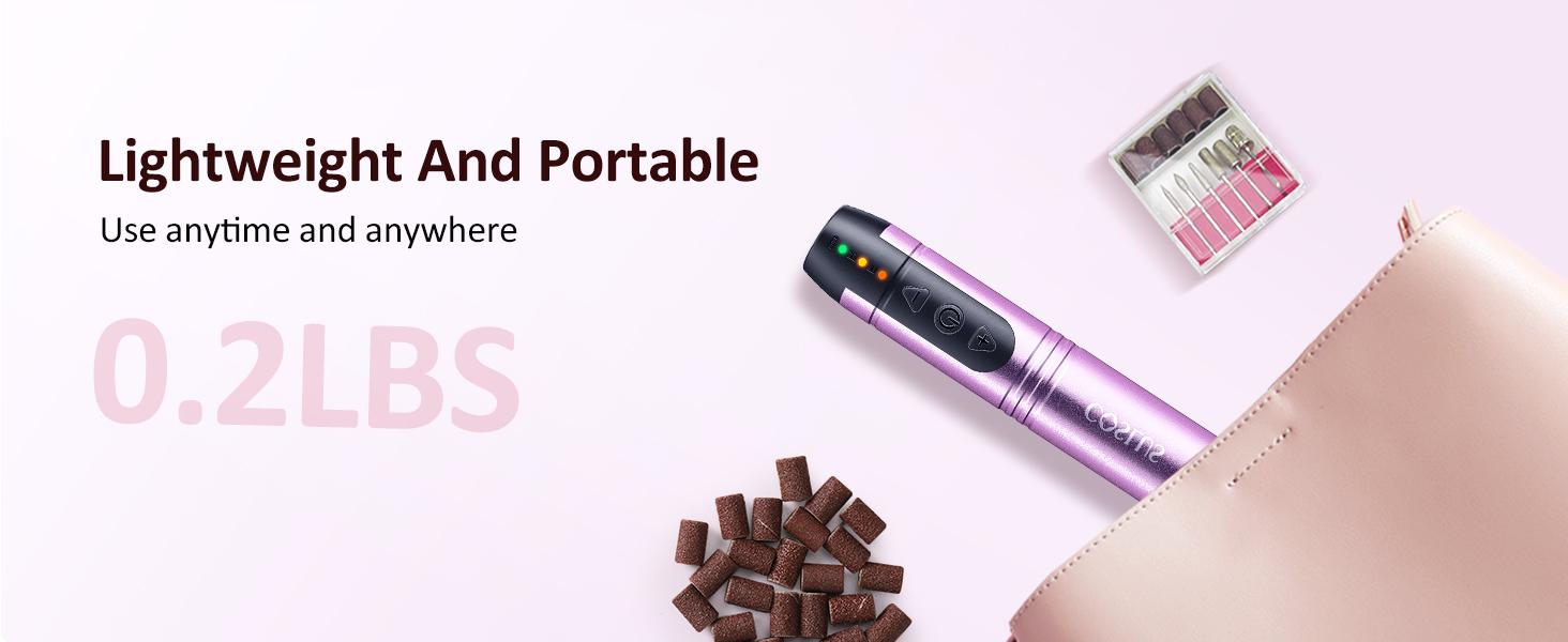 COSLUS C20 Electric Cordless Nail Drill File Professional: Portable Filing nail drill machine kit,pedicure kit for feet, toenail kit,Pedicure with UV LED Nail Lamp, Callus Remover for Feet, Cutics Care & Drill Bits/Sanding Bands,Springtok Beauty Products