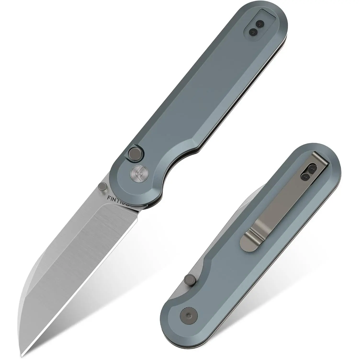 FINTISO Parrot Series Compact 3" 14C28N Steel Blade EDC Folding Pocket Knife, Aluminum Handle with Pocket Clip, Classic Outdoor Gear for Camping, Hiking