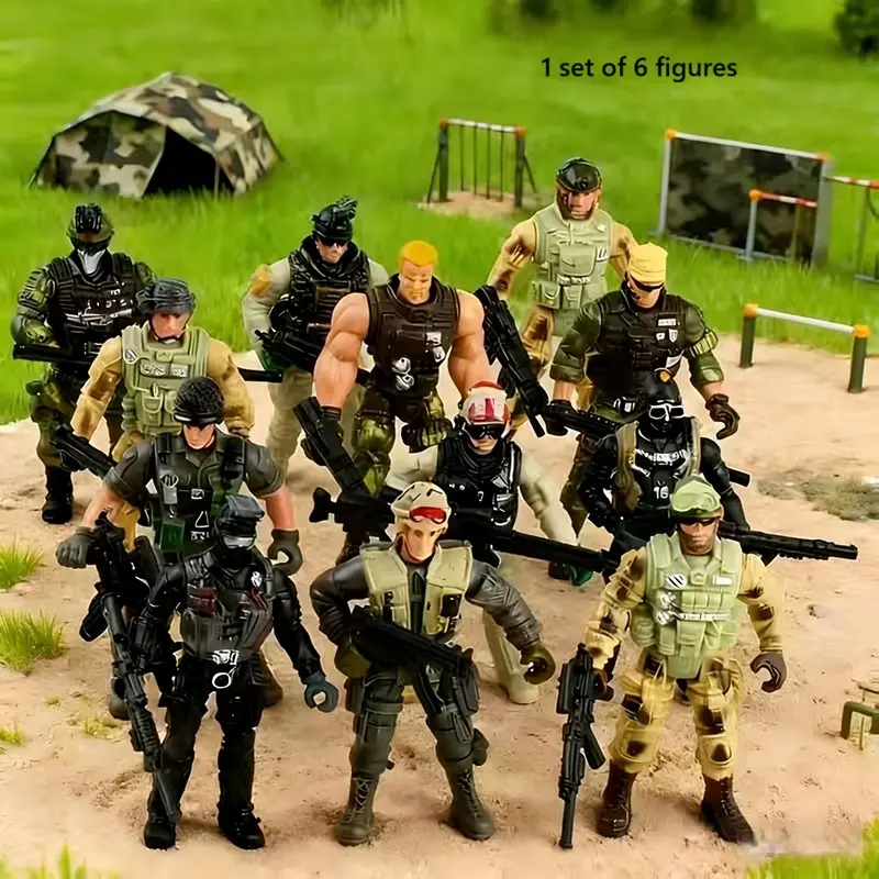 Anti-Terrorist Soldier Model Set, New Military Figure 6-Piece Kit, 3.54 Inch Tactical Action Figures, Perfect Gift for Military Enthusiasts